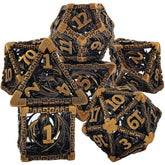 Ravethorn Copper Hollow Dice Set – Antique Gold & Aged Red Copper RPG Dice