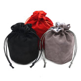 3-Pack Large Velvet Dice Bags – Red, Black & Gray – Round Bottom, Satin Lining, Double Drawstring – Holds Up to 100 Dice Each