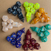 Starlight Mystery Acrylic Dice Set – 15 Random Colors, 7 Polyhedral Dice for DND, RPG, Pathfinder & Tabletop Games