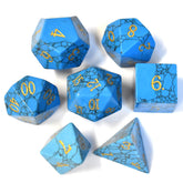 Natural Turquoise Dice Set – Hand-Carved D&D Dice in Blue, White & Green Turquoise