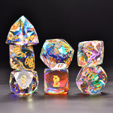 Iridescent Prism Glass Dice Set – Handcrafted Multi-Faceted K9 Glass RPG Dice for D&D, Pathfinder & Collectors