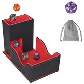 Portable Dice Tower & Storage Box with Velvet & PU Leather – All-in-One Dice Tray, D20 Included, Perfect for DnD, RPGs, and Board Games
