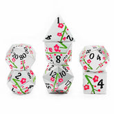 Plum Blossom Solid Metal Dice Set – Multiple Colors with Elegant Floral Design