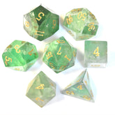 Natural Fluorite Dice Set – Hand-Carved D&D Dice in Multi-Color & Green Fluorite
