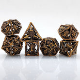 Metal DND Dice Set, Solid Zinc Alloy, 7-Die RPG Polyhedral Set, Ancient Gold Finish, Heavy for Immersive Tabletop Games