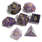 Natural Crystal Dice Set – Hand-Carved, Unique D4–D20 Polyhedral Dice