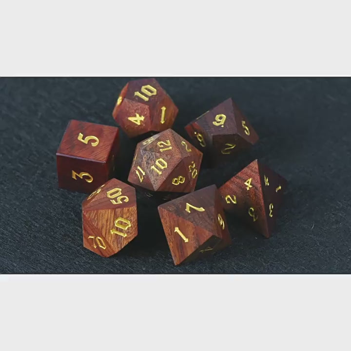 Natural Wooden Dice Set – Handcrafted Luxury Dice for D&D, RPGs & Collectors