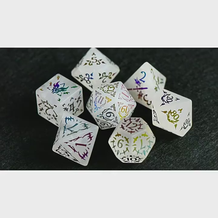 Natural White Crystal Dice Set – Luxury Gemstone Dice for D&D, RPGs & Collectors