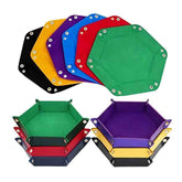 Hexagon PU Leather & Velvet Dice Tray – Elegant Foldable Dice Rolling Tray for Tabletop Games – Protects Dice & Table – Portable and Stylish