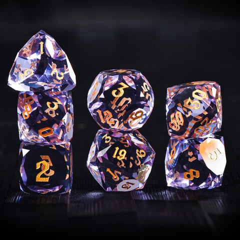 Iridescent Prism Glass Dice Set – Handcrafted Multi-Faceted K9 Glass RPG Dice for D&D, Pathfinder & Collectors