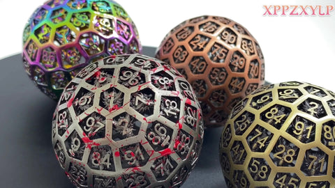 Solid Copper D100 Dice – 100-Sided Metal Dice in Bloodstain, Iridescent, Antique Red Bronze & Antique Green Bronze for DND & RPG Tabletop Games