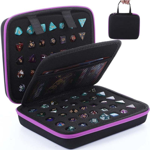 Premium Dice Storage Case with Removable Slotted Tray – Oxford Fabric & EVA – Holds up to 10 Dice Sets – Portable Handle