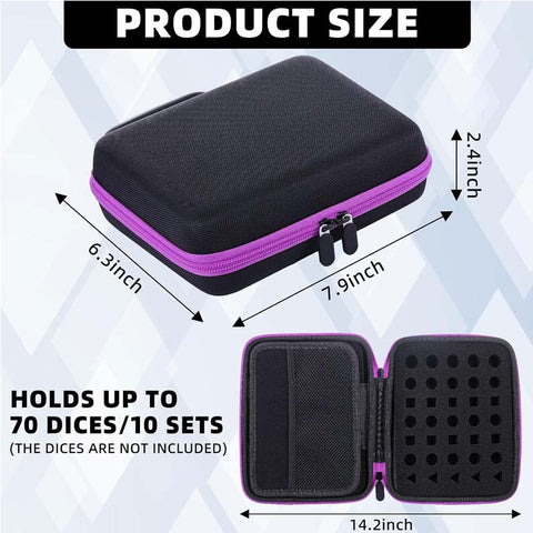 Premium Dice Storage Case with Removable Slotted Tray – Oxford Fabric & EVA – Holds up to 10 Dice Sets – Portable Handle