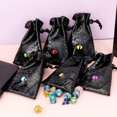Dragon Eye Leather Dice Bag – Stylish RPG Storage Pouch with 5 Color Options