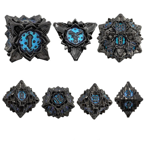 Lotus Blossom Metal Dice Set – Multiple Color Options in Elegant Lotus Design