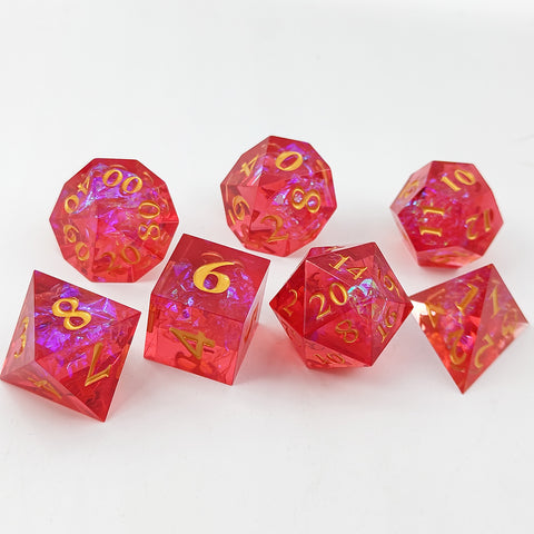 Resin Polyhedral Dice Set – Transparent Color Dice in Skull, Foil, Flower, Poker, Dual-Tone & Heart Styles for DND, Pathfinder, Tabletop Games