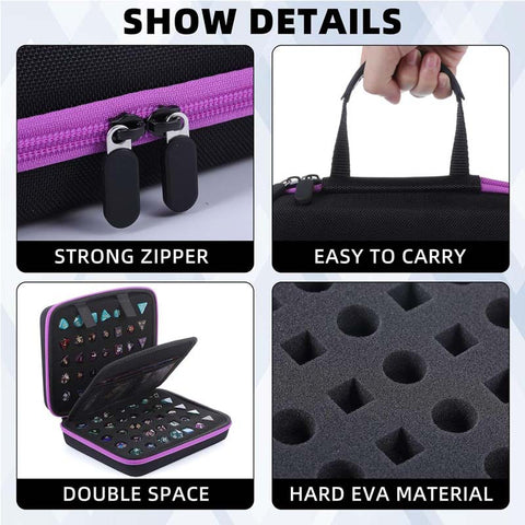 Premium Dice Storage Case with Removable Slotted Tray – Oxford Fabric & EVA – Holds up to 10 Dice Sets – Portable Handle