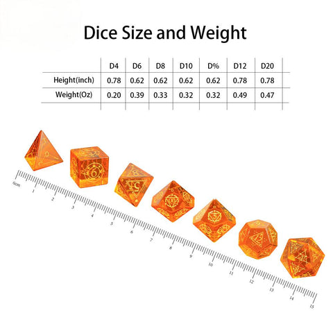 K9 Glass Dice Set – Hand-Carved Clear Crystal RPG Dice for D&D, Pathfinder & More