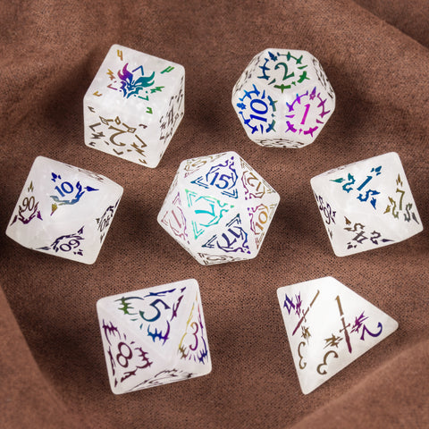Natural White Crystal Dice Set – Luxury Gemstone Dice for D&D, RPGs & Collectors