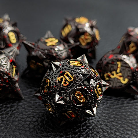 Meteoric Mace Solid Metal Dice Set – Stunning Color Options (Copper‑Blue, Bloodstain, Iridescent, etc.)