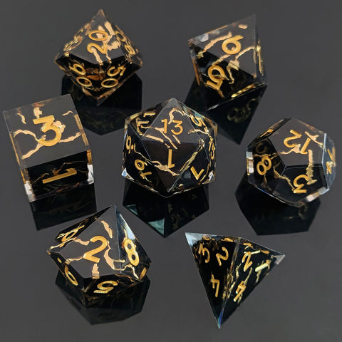 Resin Dice Set with Cat, Butterfly, Volcano, Dragon Egg & Graffiti Designs – Colorful Embedded Dice  Fluorescent Styles for DND & RPG Games