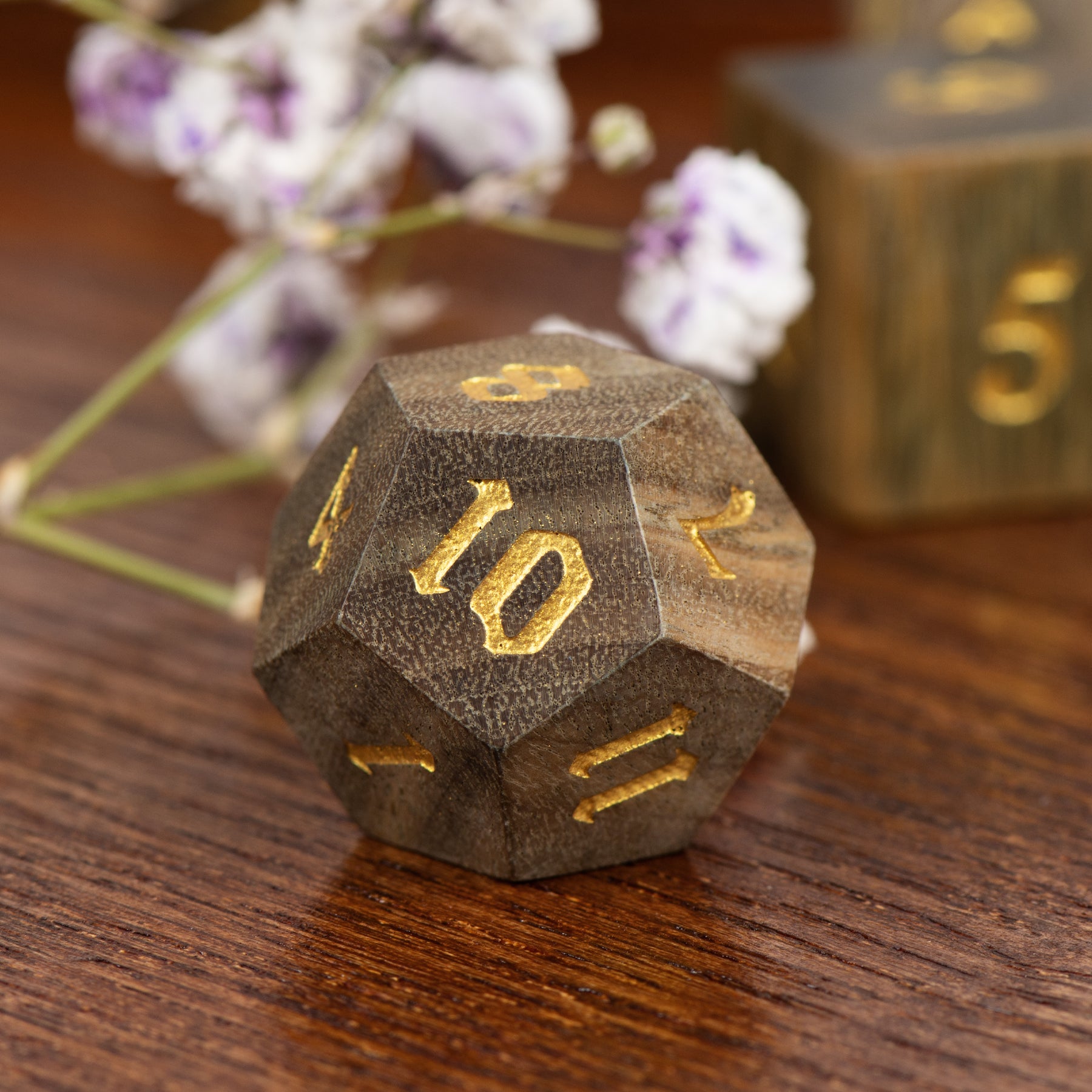 Rosewood Dice Set – Handcrafted Natural Wooden RPG Dice for D&D, Pathfinder & Collectors