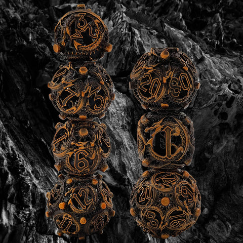 Infermor Metal Hollow Dice Set – 7 Dice, Copper Material, 10 Stunning Color Options
