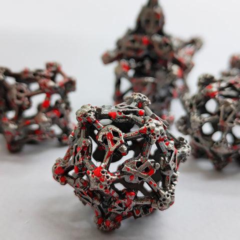 Necroforge Copper Metal Hollow Dice Set with Skull Design – 6 Colors Available
