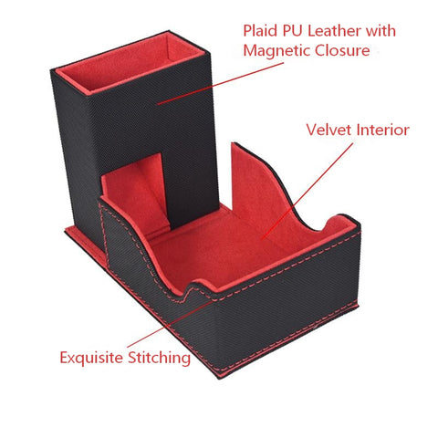 Portable Dice Tower & Storage Box with Velvet & PU Leather – All-in-One Dice Tray, D20 Included, Perfect for DnD, RPGs, and Board Games
