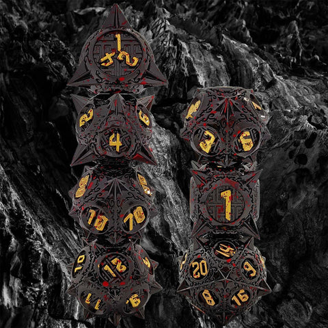 Meteoric Mace Solid Metal Dice Set – Stunning Color Options (Copper‑Blue, Bloodstain, Iridescent, etc.)