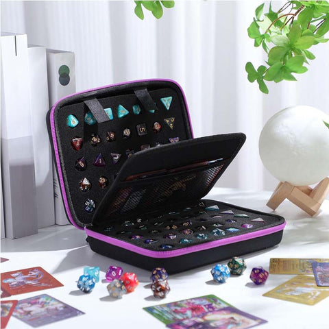 Premium Dice Storage Case with Removable Slotted Tray – Oxford Fabric & EVA – Holds up to 10 Dice Sets – Portable Handle