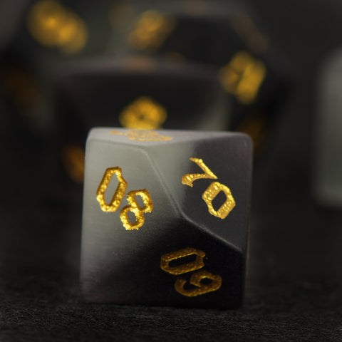 Matte Black Cat’s Eye Stone Dice Set – Handcrafted Luxury Gemstone RPG Dice for D&D, Pathfinder & Collectors