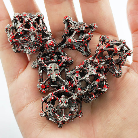 Necroforge Copper Metal Hollow Dice Set with Skull Design – 6 Colors Available