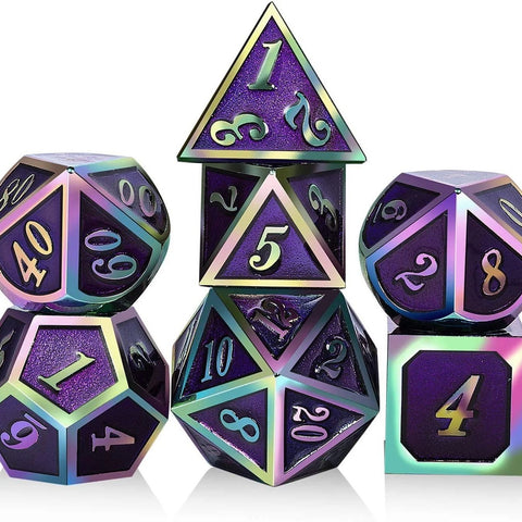 Zinc Alloy Metal Polyhedral Dice Set – Multiple colors available for DND & Tabletop RPGs