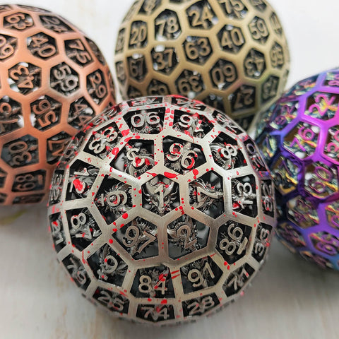 Solid Copper D100 Dice – 100-Sided Metal Dice in Bloodstain, Iridescent, Antique Red Bronze & Antique Green Bronze for DND & RPG Tabletop Games