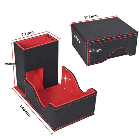 Portable Dice Tower & Storage Box with Velvet & PU Leather – All-in-One Dice Tray, D20 Included, Perfect for DnD, RPGs, and Board Games
