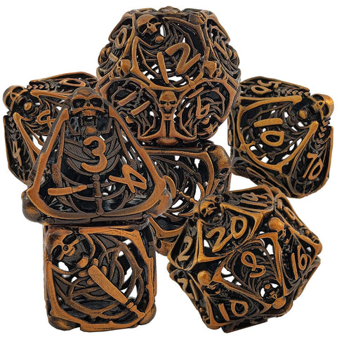 Cryptic Relics Metal Hollow Dice Set – Premium Copper, Available in Antique Gold & Antique Copper
