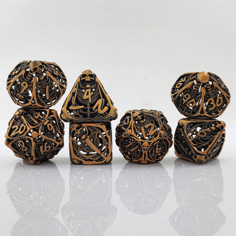 Cryptic Relics Metal Hollow Dice Set – Premium Copper, Available in Antique Gold & Antique Copper