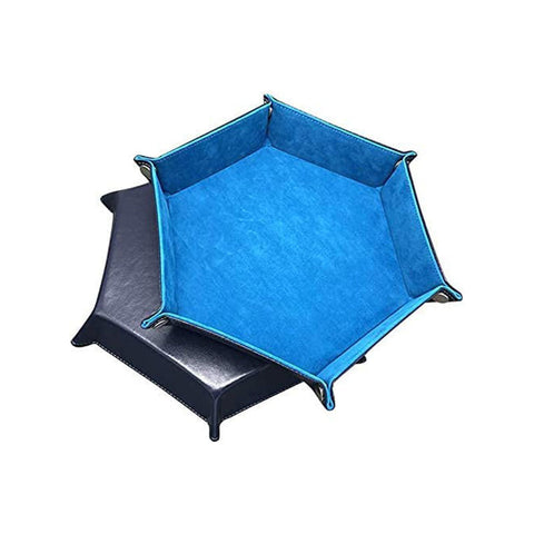 Hexagon PU Leather & Velvet Dice Tray – Elegant Foldable Dice Rolling Tray for Tabletop Games – Protects Dice & Table – Portable and Stylish