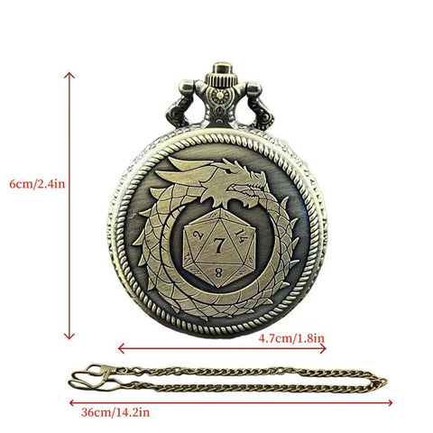 Pocket Watch Zinc Alloy Dice Set –  Mini RPG Dice with Vintage Dragon Case