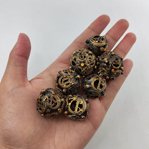Infermor Metal Hollow Dice Set – 7 Dice, Copper Material, 10 Stunning Color Options