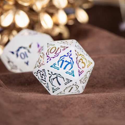Natural White Crystal Dice Set – Luxury Gemstone Dice for D&D, RPGs & Collectors