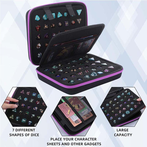Premium Dice Storage Case with Removable Slotted Tray – Oxford Fabric & EVA – Holds up to 10 Dice Sets – Portable Handle