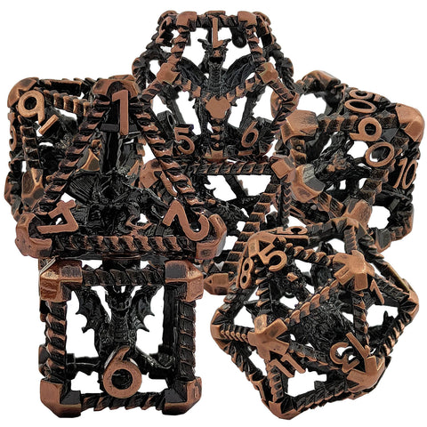 Obsidrak Copper Hollow Dice Set – Mystic Antique Colors for RPG & D&D
