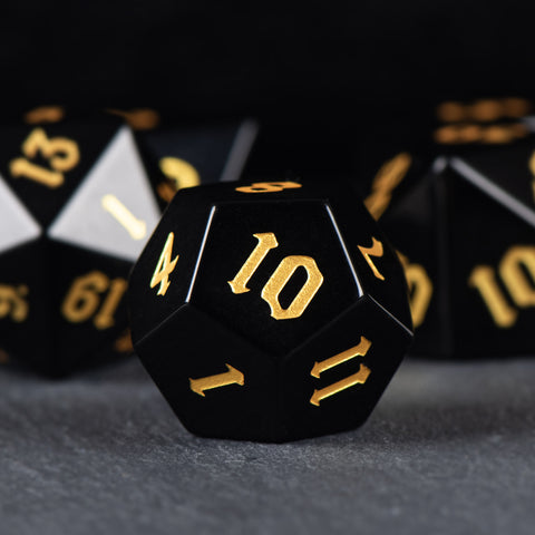 Natural Obsidian Dice Set – Handcrafted Luxury Gemstone RPG Dice for Dungeons & Dragons, Pathfinder & Collectors