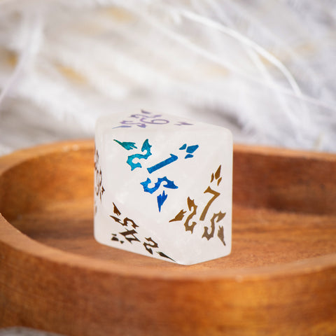 Natural White Crystal Dice Set – Luxury Gemstone Dice for D&D, RPGs & Collectors