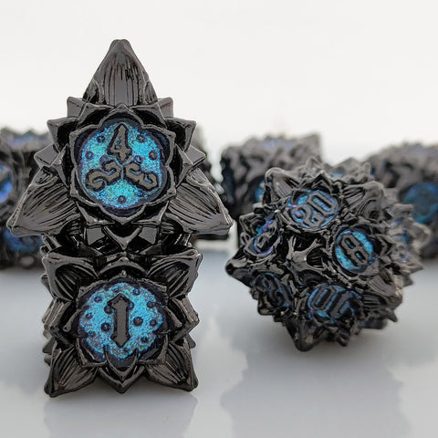 Lotus Blossom Metal Dice Set – Multiple Color Options in Elegant Lotus Design