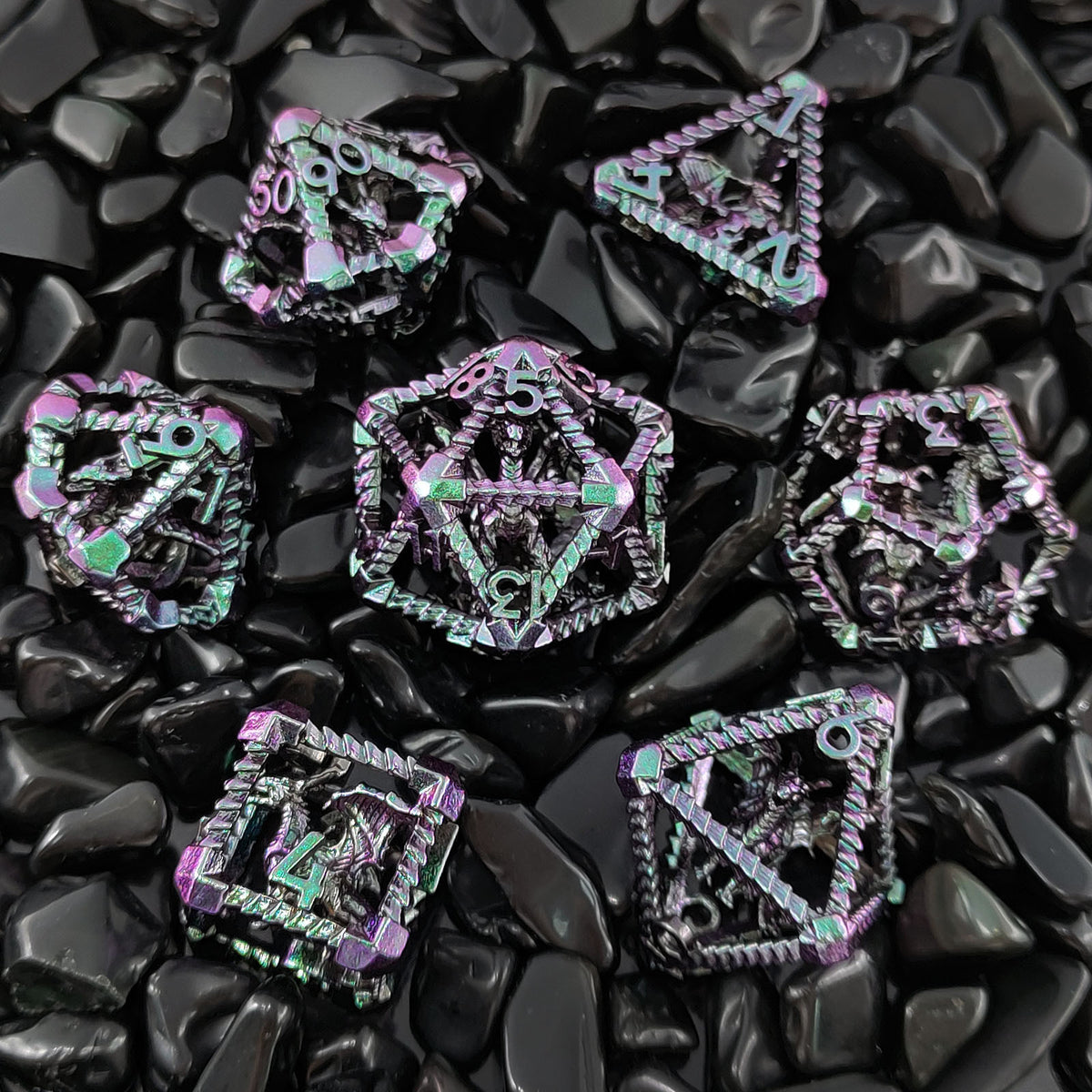 Obsidrak Copper Hollow Dice Set – Mystic Antique Colors for RPG & D&D