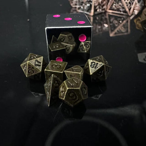 Pocket Watch Zinc Alloy Dice Set –  Mini RPG Dice with Vintage Dragon Case