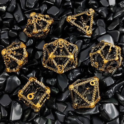 Obsidrak Copper Hollow Dice Set – Mystic Antique Colors for RPG & D&D